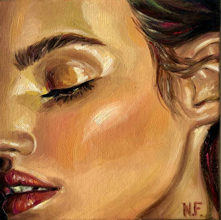 IN THE DETAILS, Original Fine Art Female Portrait Oil Painting Painting by  Nastia Fortune