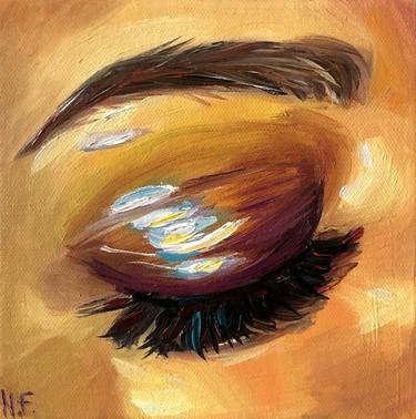 GLOSSY EYESHADOW, Original Mini Impressionist Square Oil Painting thumb