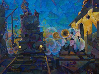 Original Train Painting by Ilnur Siraziev
