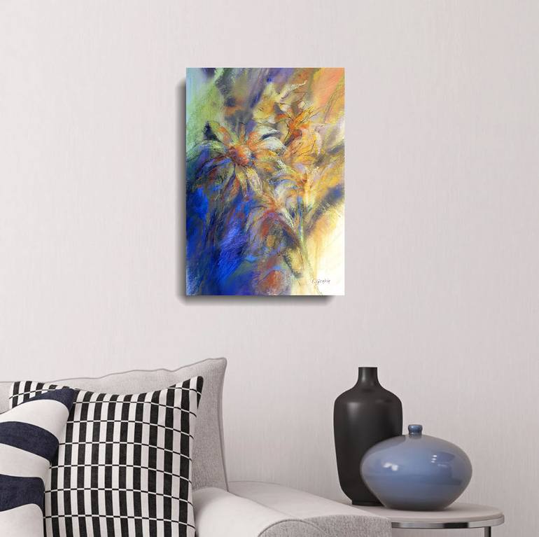 Original Abstract Floral Drawing by Elena Genkin
