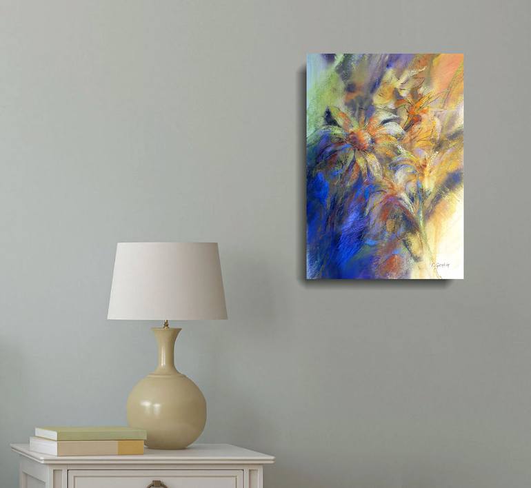 Original Abstract Floral Drawing by Elena Genkin