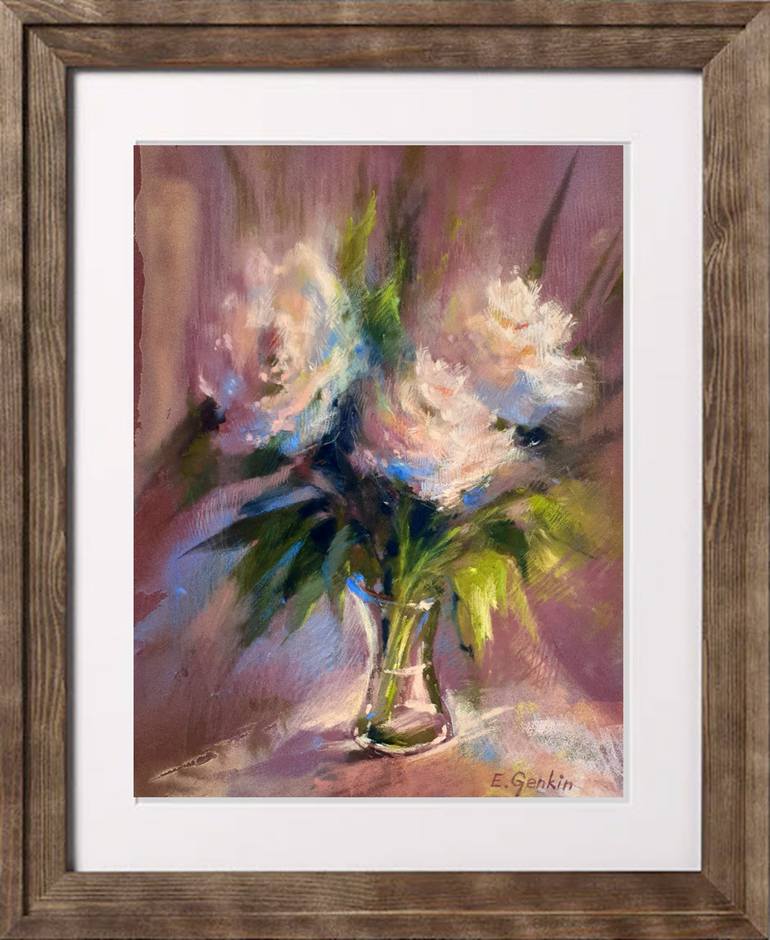 Original Impressionism Floral Drawing by Elena Genkin