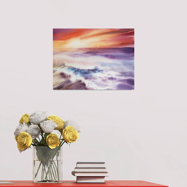 Original Abstract Expressionism Seascape Painting by Elena Genkin