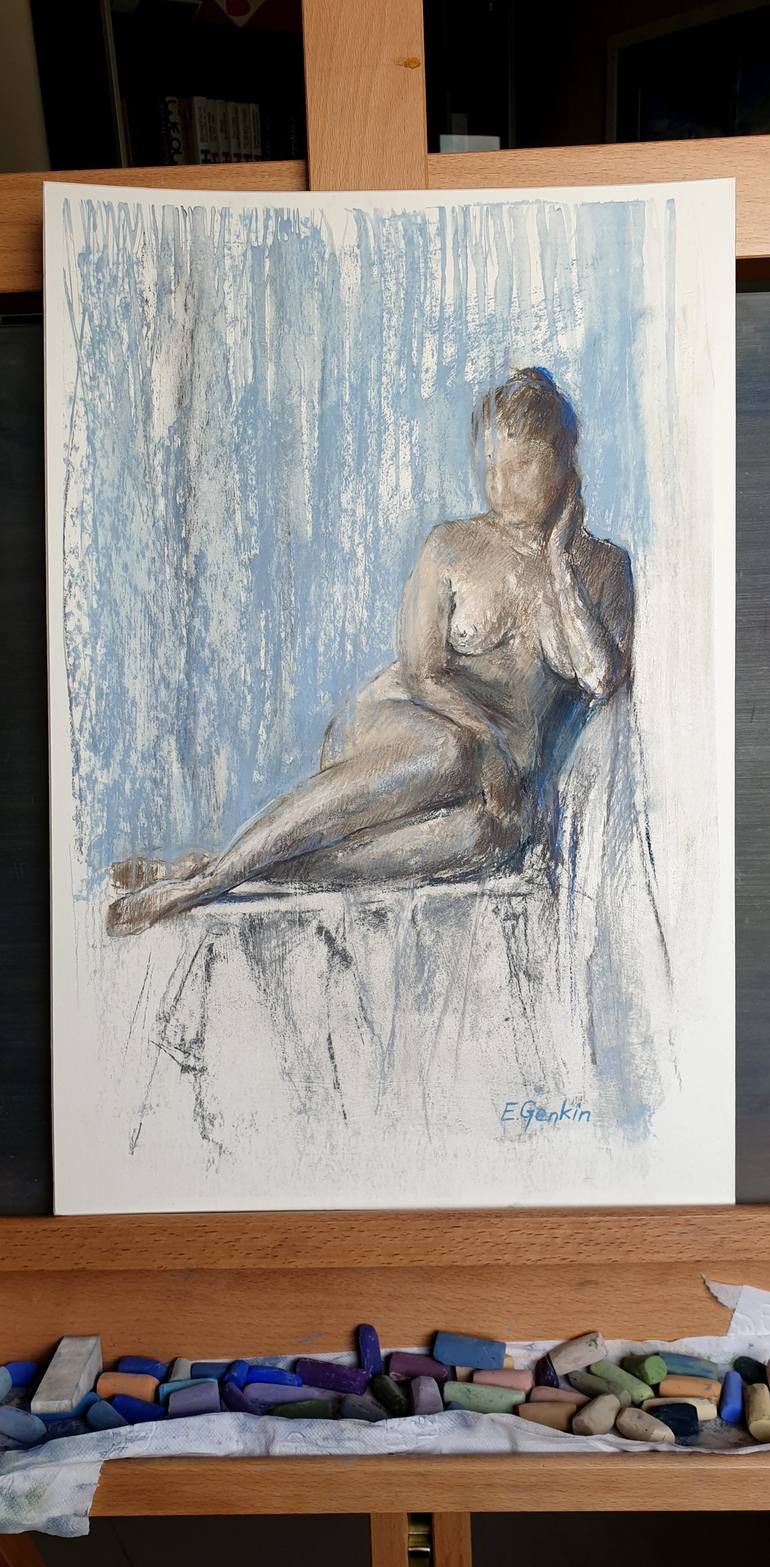 Original Abstract Nude Drawing by Elena Genkin