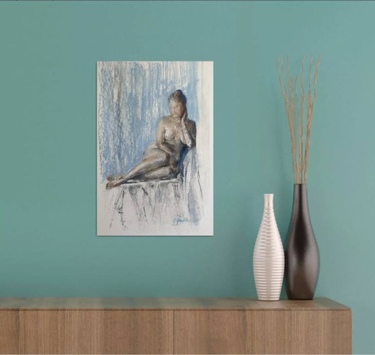 Original Abstract Nude Drawing by Elena Genkin