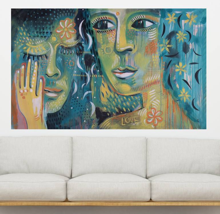 Original Art Deco Love Painting by DARIA KUSTO