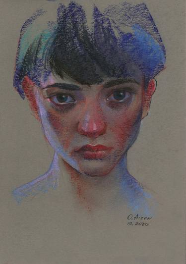 Original Portrait Drawing by Orna Aizenshtein