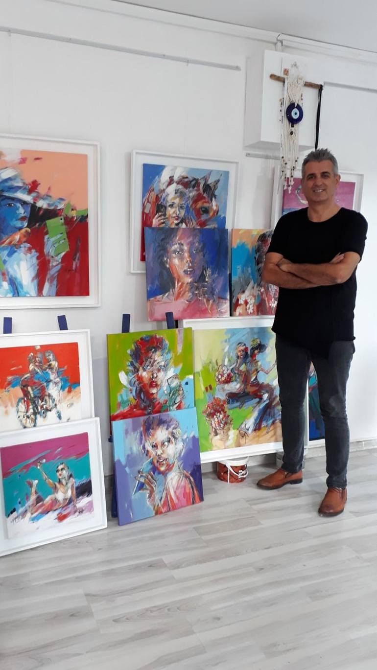 Original Expressionism People Painting by Abdurrahim Guney