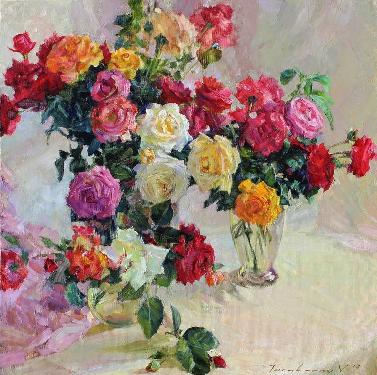Print of Realism Floral Paintings by Volodymyr Tarabanov
