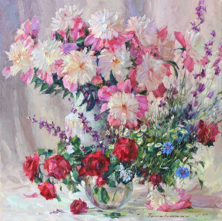 Original Floral Painting by Volodymyr Tarabanov | Expressionism Art on Canvas | Bouquet of May flowers