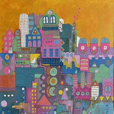 Print of Abstract Cities Paintings by Evan Stuart Marshall