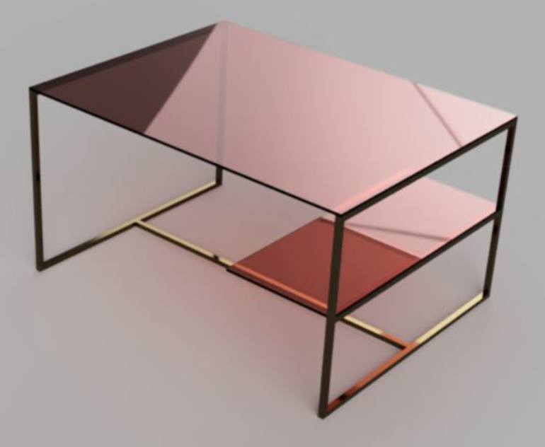 Red glass deals coffee table