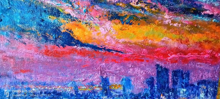 Original Abstract Expressionism Cities Painting by Andrés Rueda