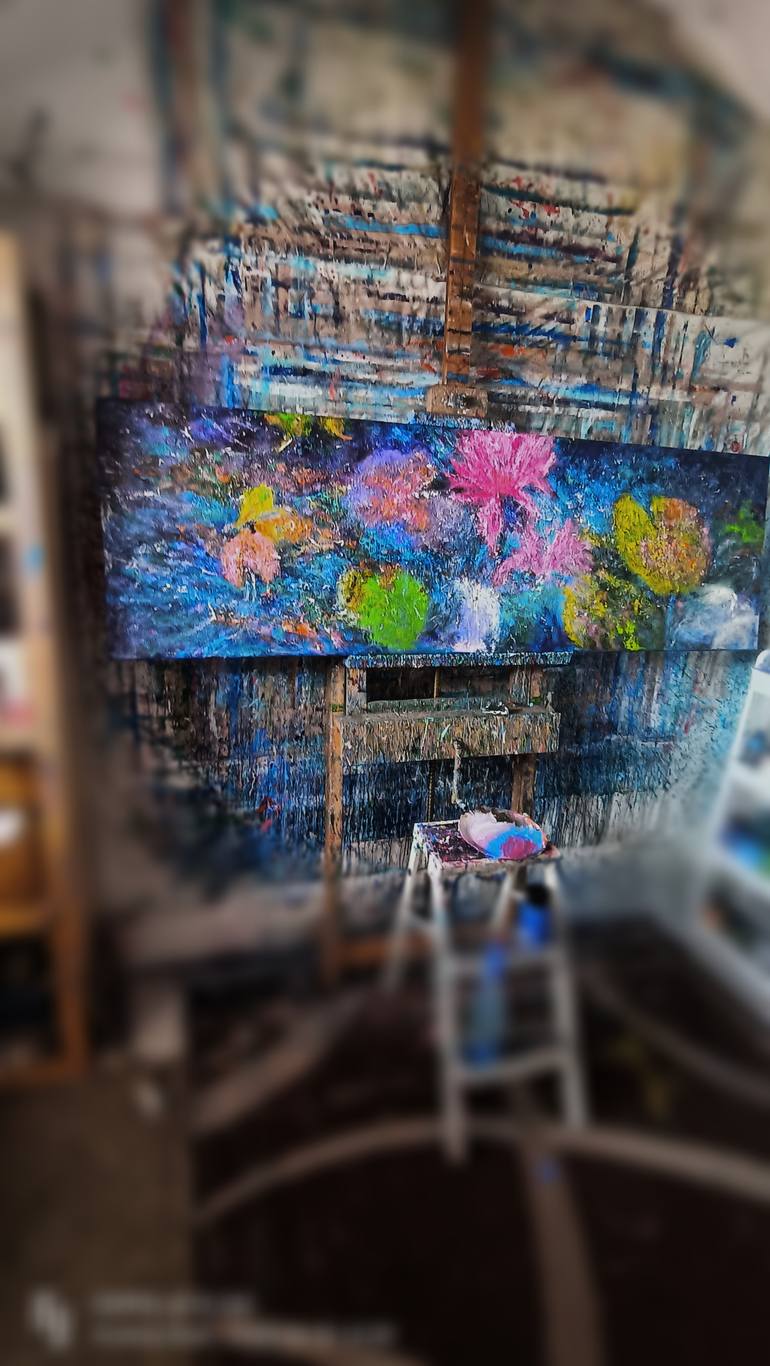 Original Abstract Expressionism Garden Painting by Andrés Rueda