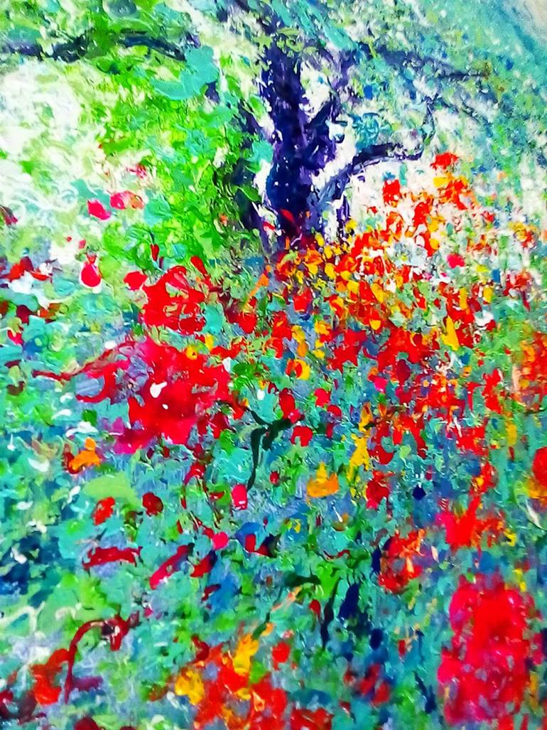 Original Expressionism Garden Painting by Andrés Rueda