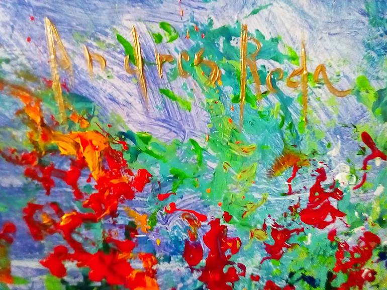 Original Expressionism Garden Painting by Andrés Rueda