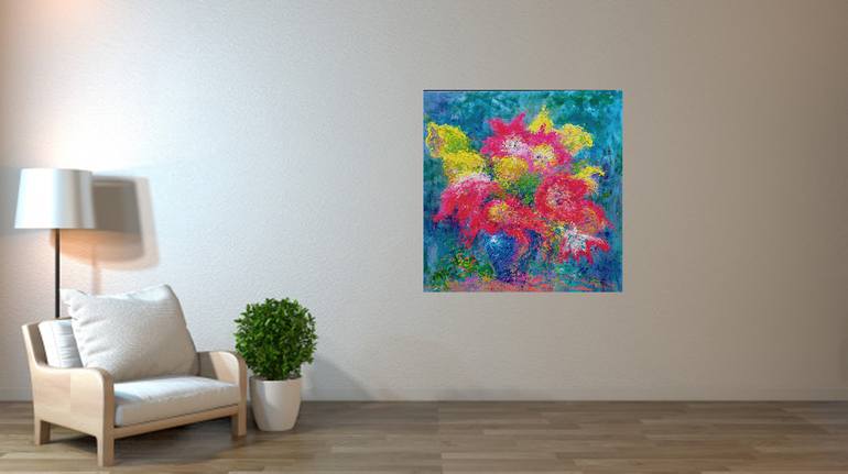 Original Expressionism Floral Painting by Andrés Rueda