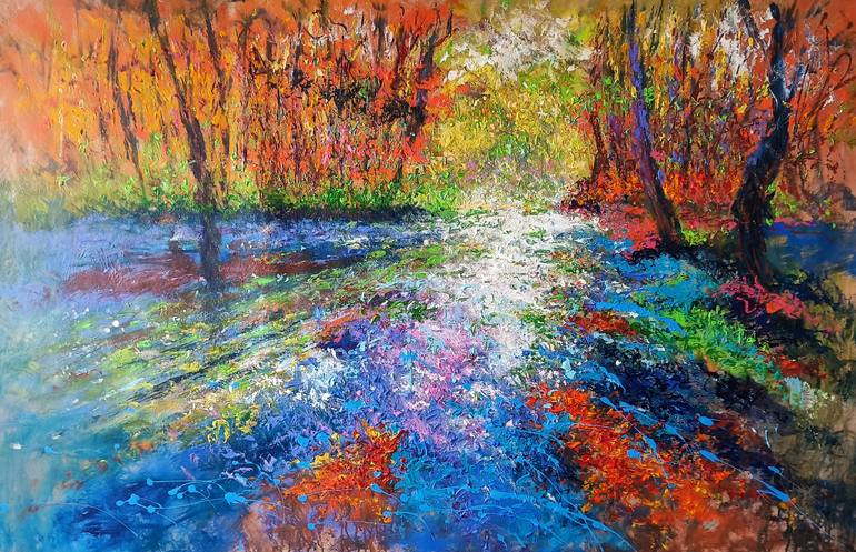 Original Landscape Painting by Andres Rueda | Abstract Expressionism Art on Canvas | THE COLORS OF THE CURRENT