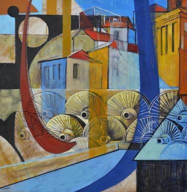 Original Figurative Cities Paintings by Lusine Abrahamyan