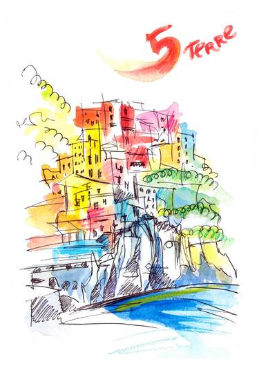 Cinque Terre Italy | Watercolor Sketch thumb