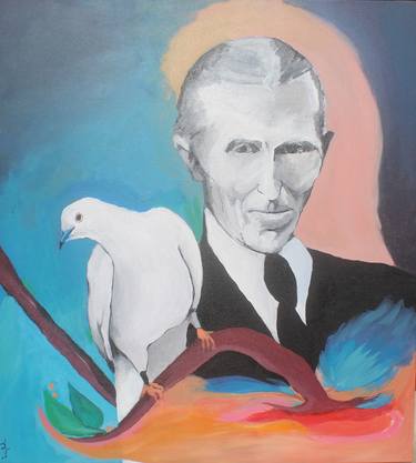 Nikola Tesla with the white dove thumb