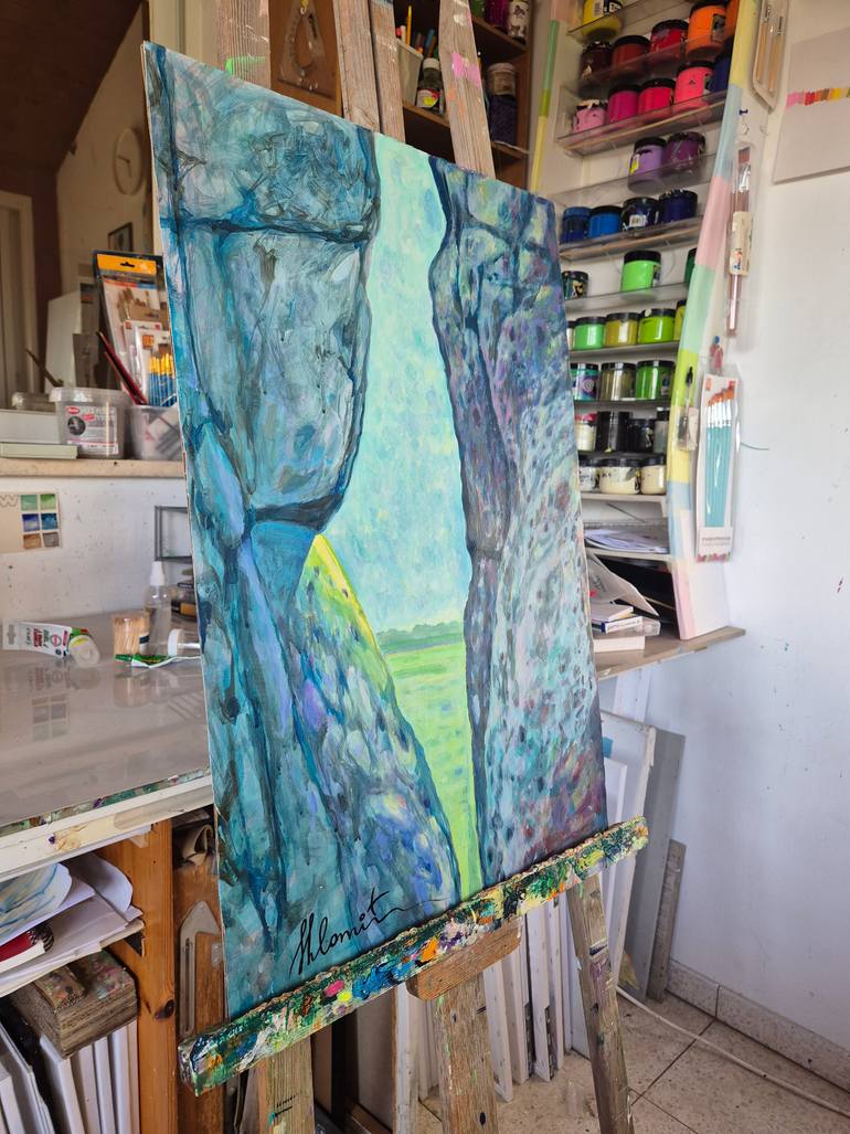 Original Conceptual Outer Space Painting by Shlomit Aharonovitch