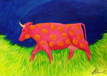 Original Conceptual Cows Paintings by Shlomit Aharonovitch