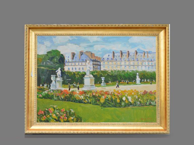 Original Impressionism Garden Painting by Patrick Marie