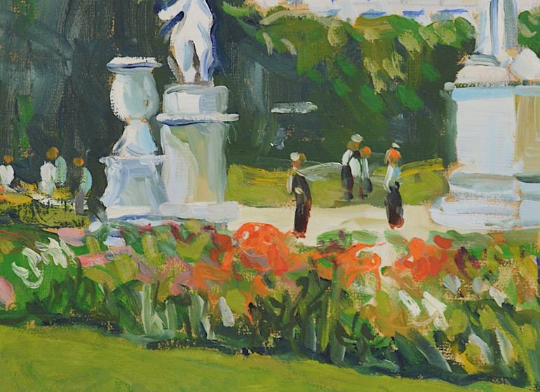Original Impressionism Garden Painting by Patrick Marie