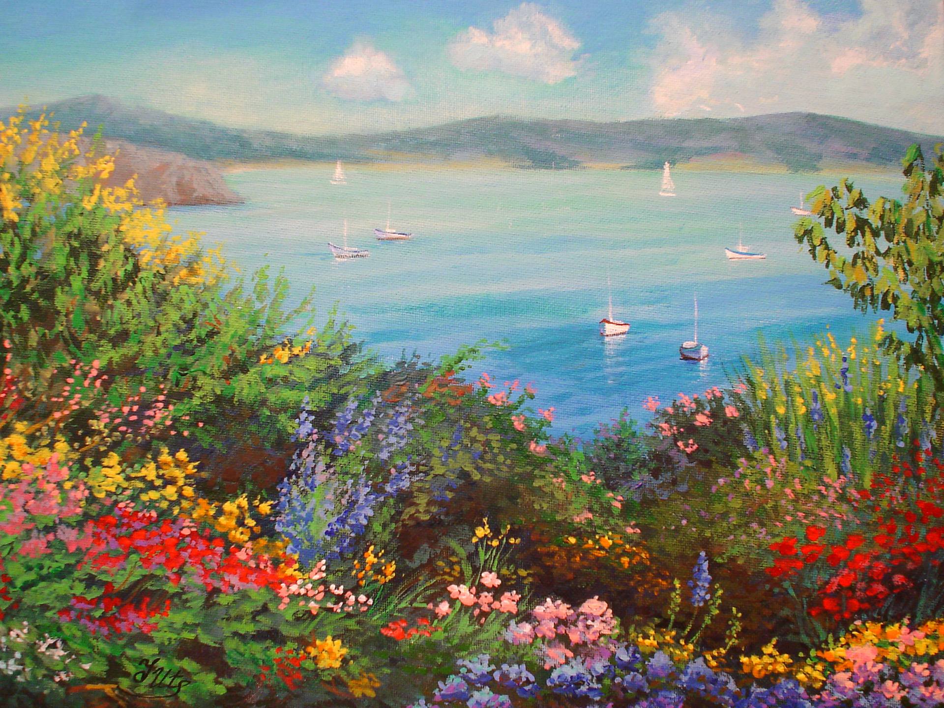 Flower garden. Painting by Julia Herrero-Utiasheva | Saatchi Art