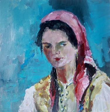 Traditional Albanian woman in folk dress thumb