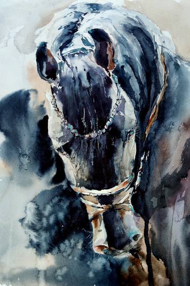 Original Expressionism Horse Paintings by Elena Krivoruchenko