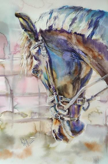 Original Abstract Expressionism Horse Paintings by Elena Krivoruchenko