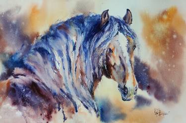 Original Abstract Expressionism Horse Paintings by Elena Krivoruchenko