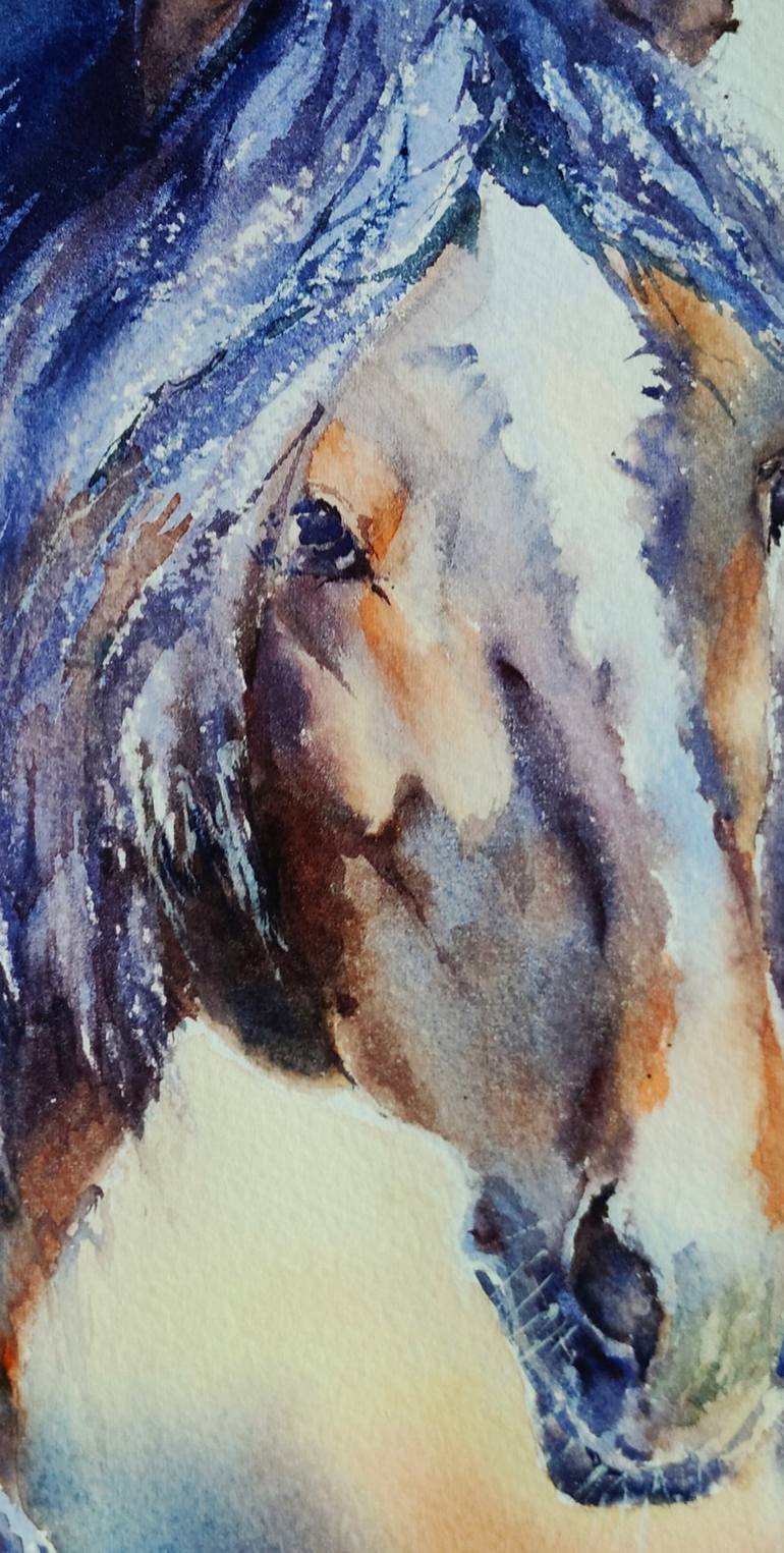 Original Abstract Expressionism Horse Painting by Elena Krivoruchenko