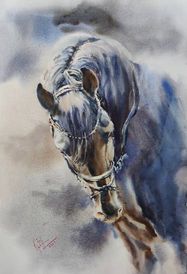 Original Modern Horse Paintings by Elena Krivoruchenko