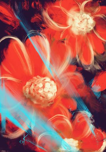 Original Abstract Floral Digital by Olga Korovkin