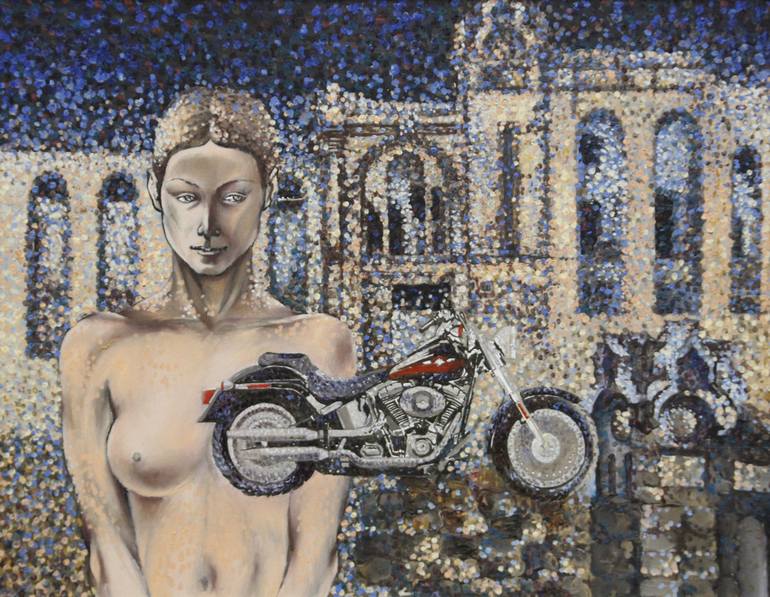 Original Motorcycle Painting by Natalia Ciornaia