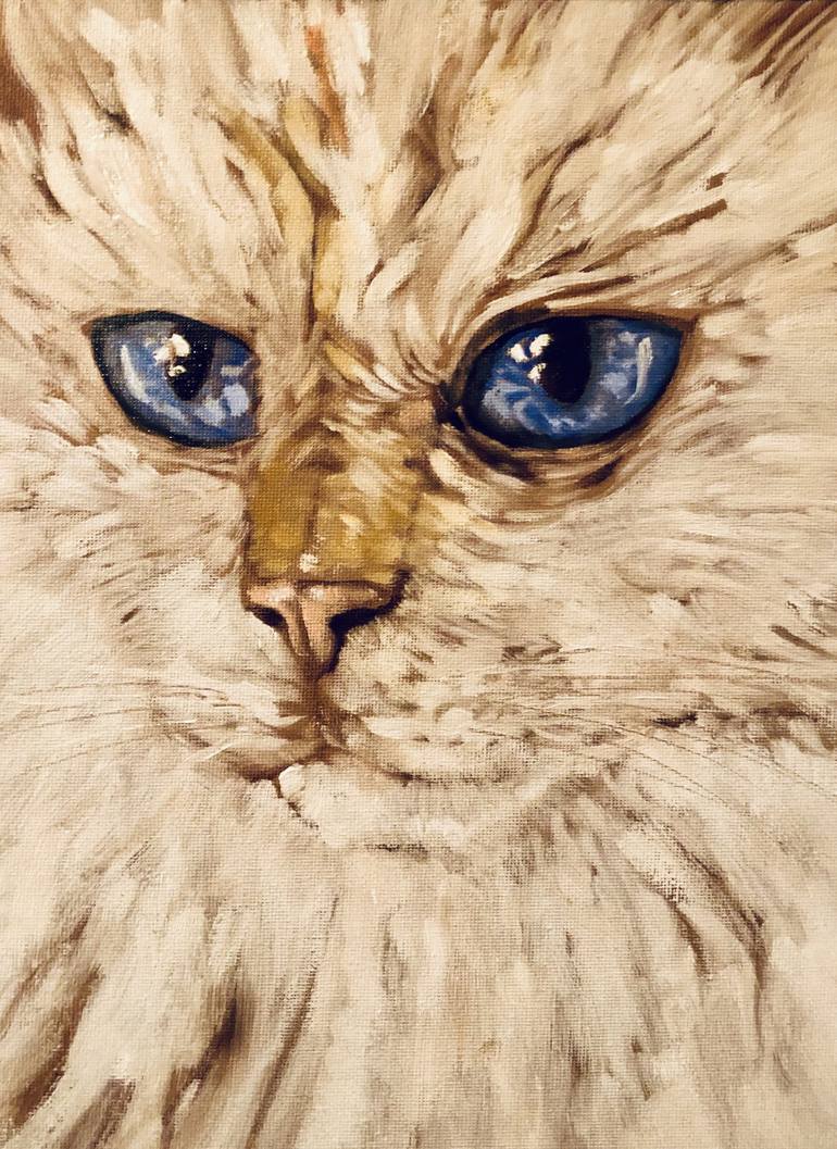 White Cat, Blue Eyes Painting by Stephen Asma | Saatchi Art White Cat, Blue Eyes Painting by Stephen Asma | Saatchi Art