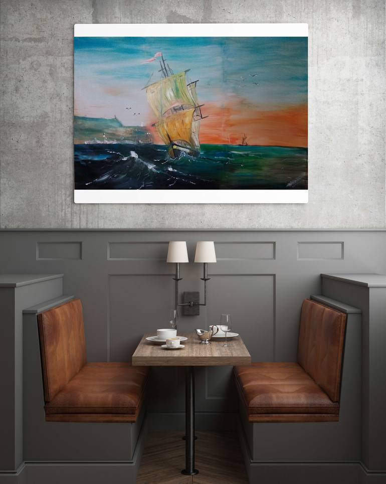 Original Fine Art Sailboat Painting by maduranga dias