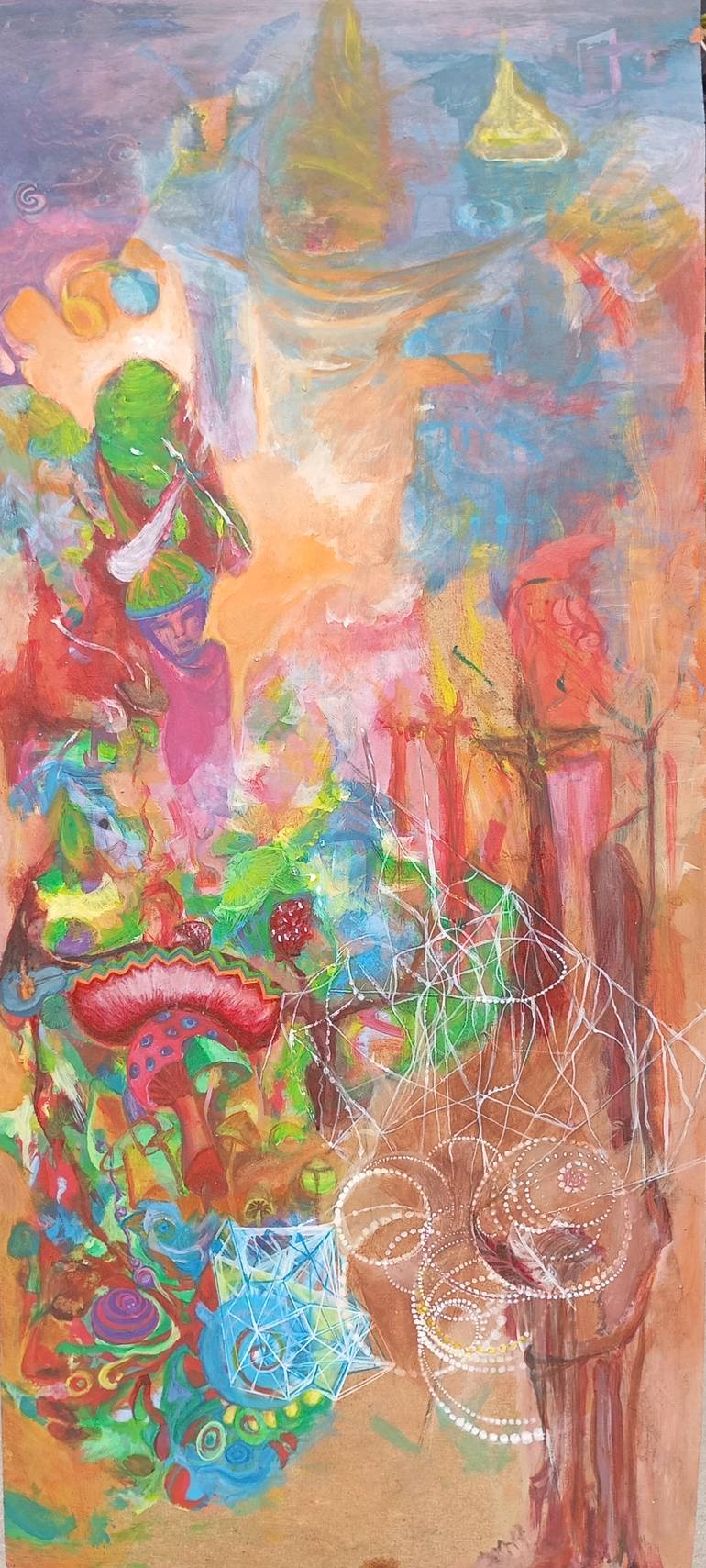 Original Other Painting by Reka Kiss | Figurative Art on Wood | The way of the Xaman