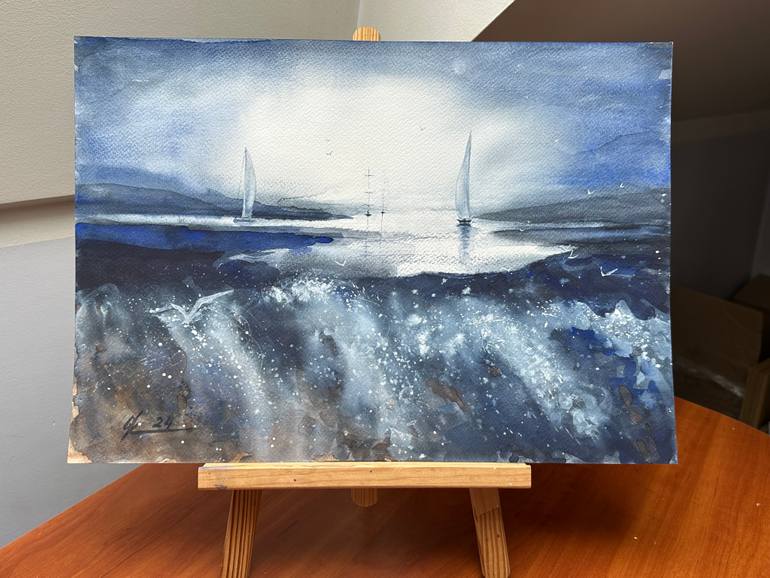 Original Illustration Seascape Painting by Olga Kharyakova