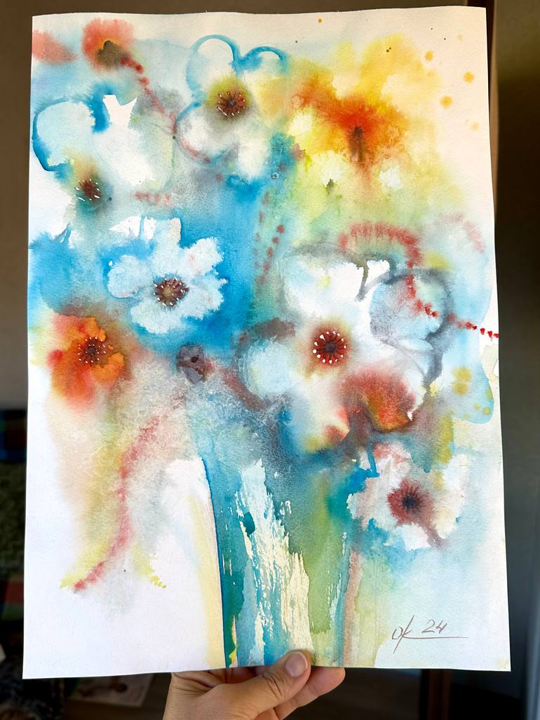 Original Abstract Floral Painting by Olga Kharyakova