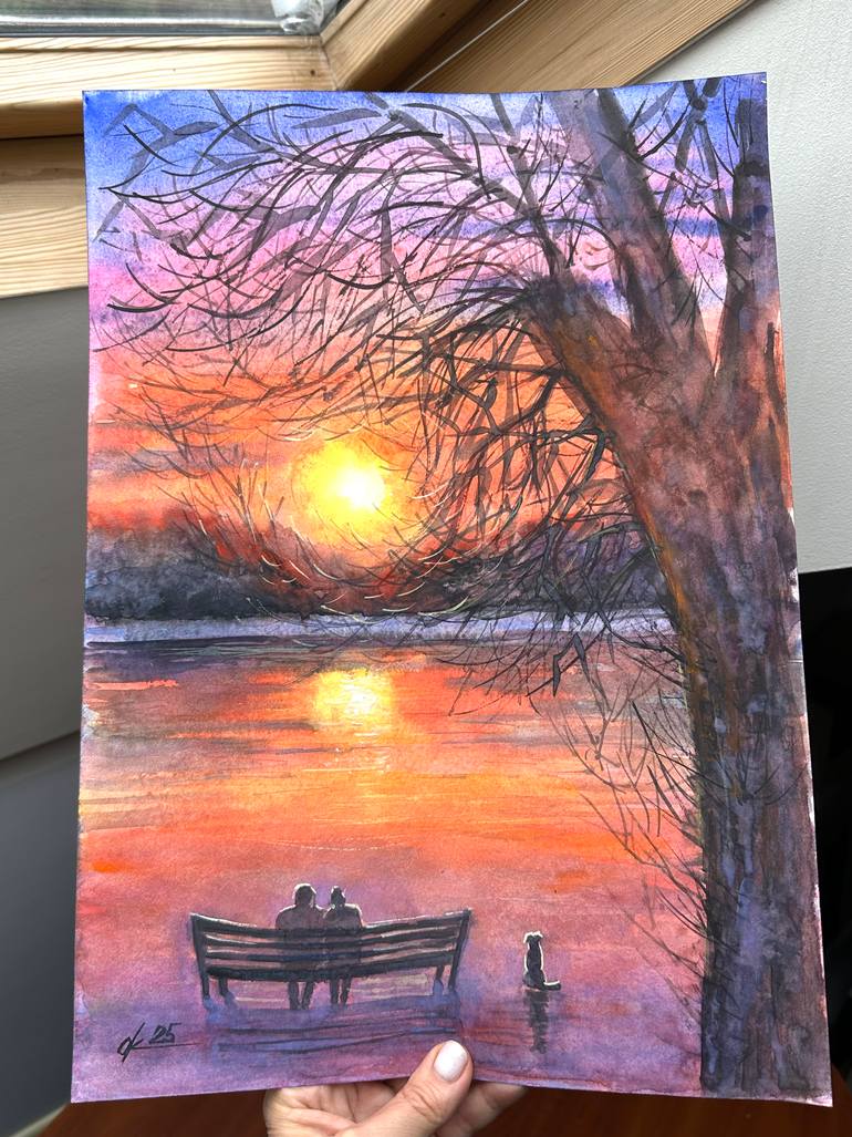 Original Abstract Expressionism Beach Painting by Olga Kharyakova