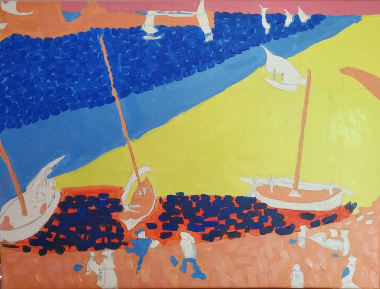 Original Expressionism Boat Painting by Ron Gielgun
