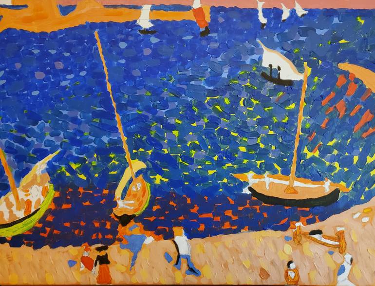 Original Expressionism Boat Painting by Ron Gielgun