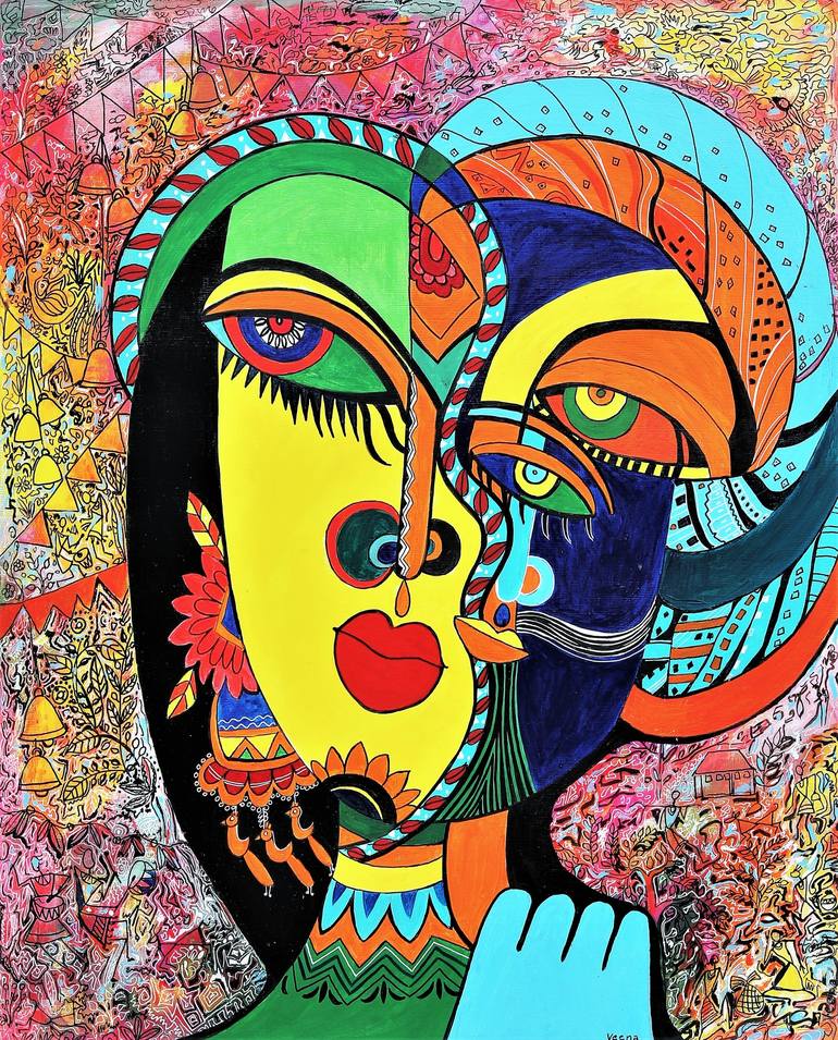 Krishna Celebrating Love Painting by Veenana Official | Saatchi Art