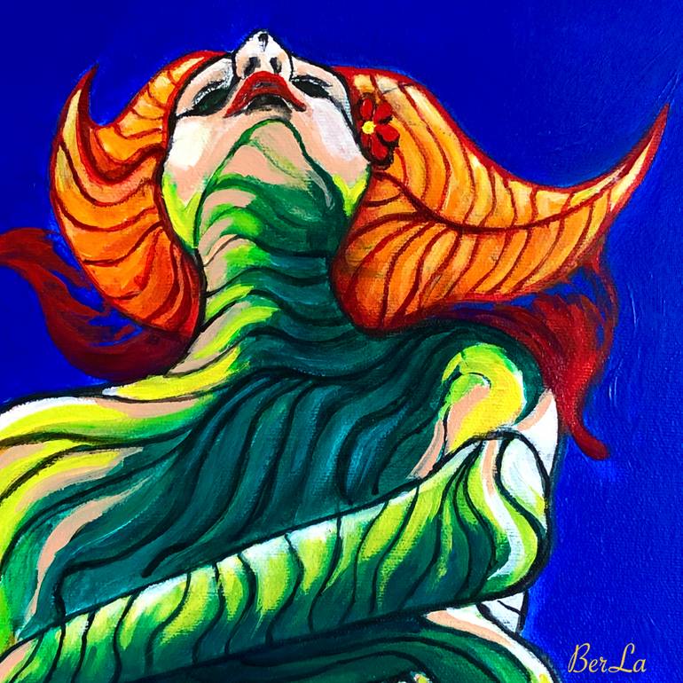 Original Abstract Fantasy Painting by Berrak Ergul Lajoie