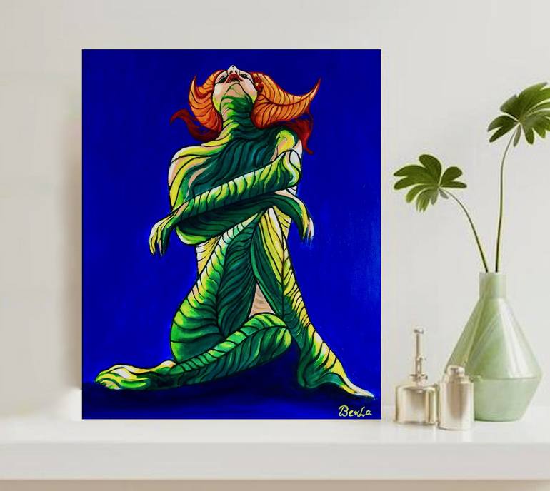 Original Abstract Fantasy Painting by Berrak Ergul Lajoie