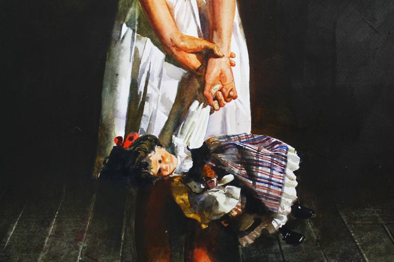 Original Figurative Children Painting by Andrei Zadorine